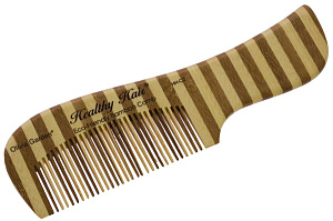 Гребень для волос бамбуковый с ручкой изогнутый