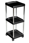 Тележка парикмахерская с 3 полками черная