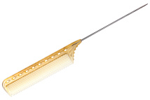 Расчёска с металлическим хвостиком гибкая янтарная Y.S.PARK YS-102 camel Расчёска с металлическим хвостиком гибкая янтарная