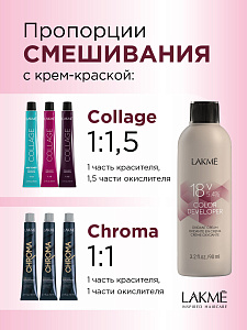 Окислитель кремовый Lakme Color Developer 5.4%(18V), универсальный для всех линеек краски Collage, Chroma, 90мл - 4