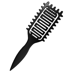 Щетка массажная Nylon 9 рядов из экологичного пластика с добавлением соломенного волокна черная - 3