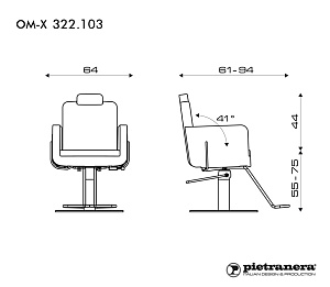 Кресло парикмахерское OM-X UNISEX Pietranera 322.103 - Изображение №2 Кресло парикмахерское OM-X UNISEX - 2