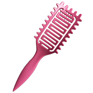 Щетка массажная Nylon 9 рядов из экологичного пластика с добавлением соломенного волокна розовая - 3