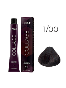 Краска для волос Lakme Collage new 1/00, черный натуральный, 60 мл
