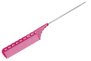 Расчёска с металлическим хвостиком с усиленным обушком розовая - 1