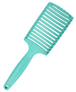 Щетка массажная Nylon широкая из экологичного пластика с добавлением соломенного волокна зеленая - 3