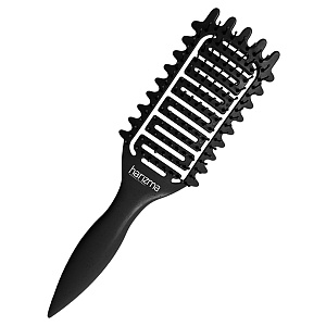 Щетка массажная Nylon 9 рядов из экологичного пластика с добавлением соломенного волокна черная - 2