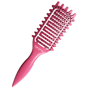 Щетка массажная Nylon 9 рядов из экологичного пластика с добавлением соломенного волокна розовая - 2