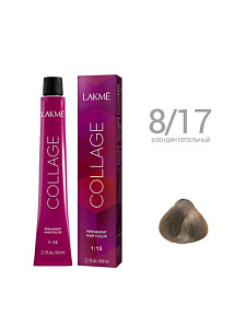 Краска для волос Lakme Collage new 8/17,светлый блондин пепельно-синий, 60 мл - 3
