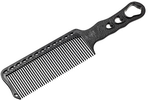 Расческая для стрижки под машинку Y.S. park s282 carbon, черная, 24 см, эргономичная ручка, тонкий обушок - 2