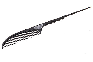 Расческа с хвостиком (карбон) 21,5см