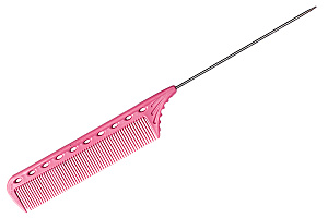 Расчёска с металлическим хвостиком гибкая розовая - 1