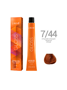 Краска для волос Lakme Gloss 7/44, средний блондин медный яркий, 60 мл, полуперманентная, без аммиака - 1